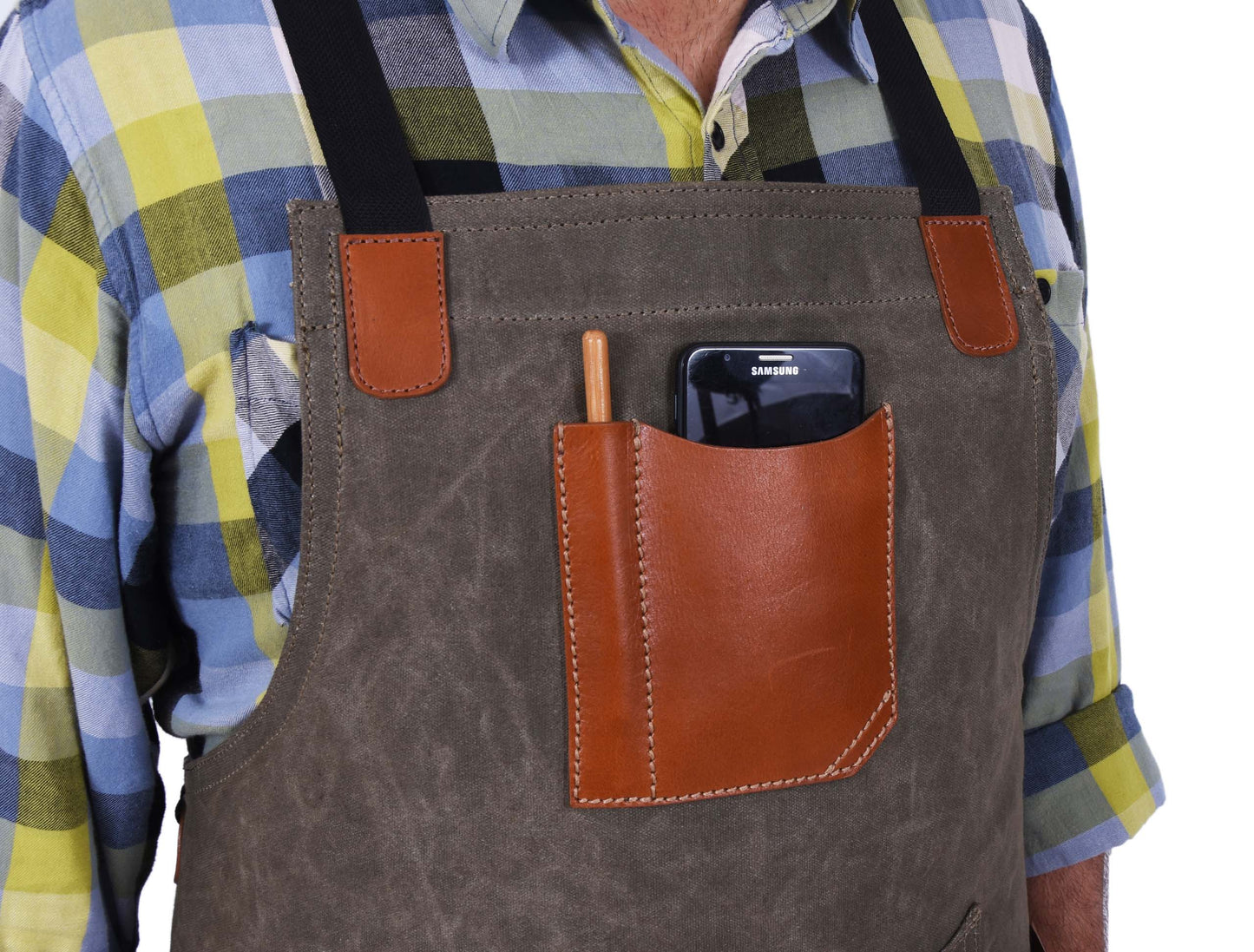 Fremont Leather Canvas Apron - Distressed grey - www.Shopthatapp.com
