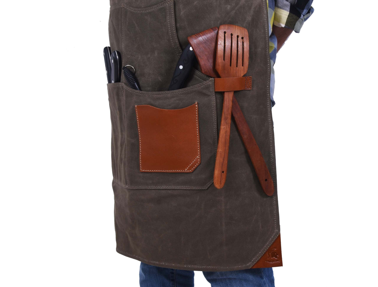 Fremont Leather Canvas Apron - Distressed grey - www.Shopthatapp.com