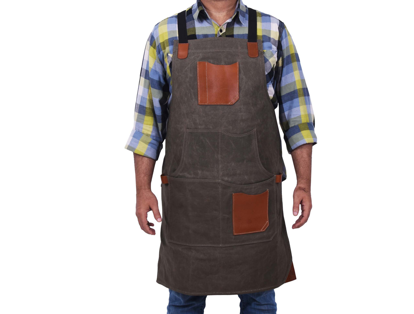 Fremont Leather Canvas Apron - Distressed grey - www.Shopthatapp.com