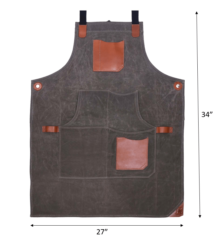Fremont Leather Canvas Apron - Distressed grey - www.Shopthatapp.com