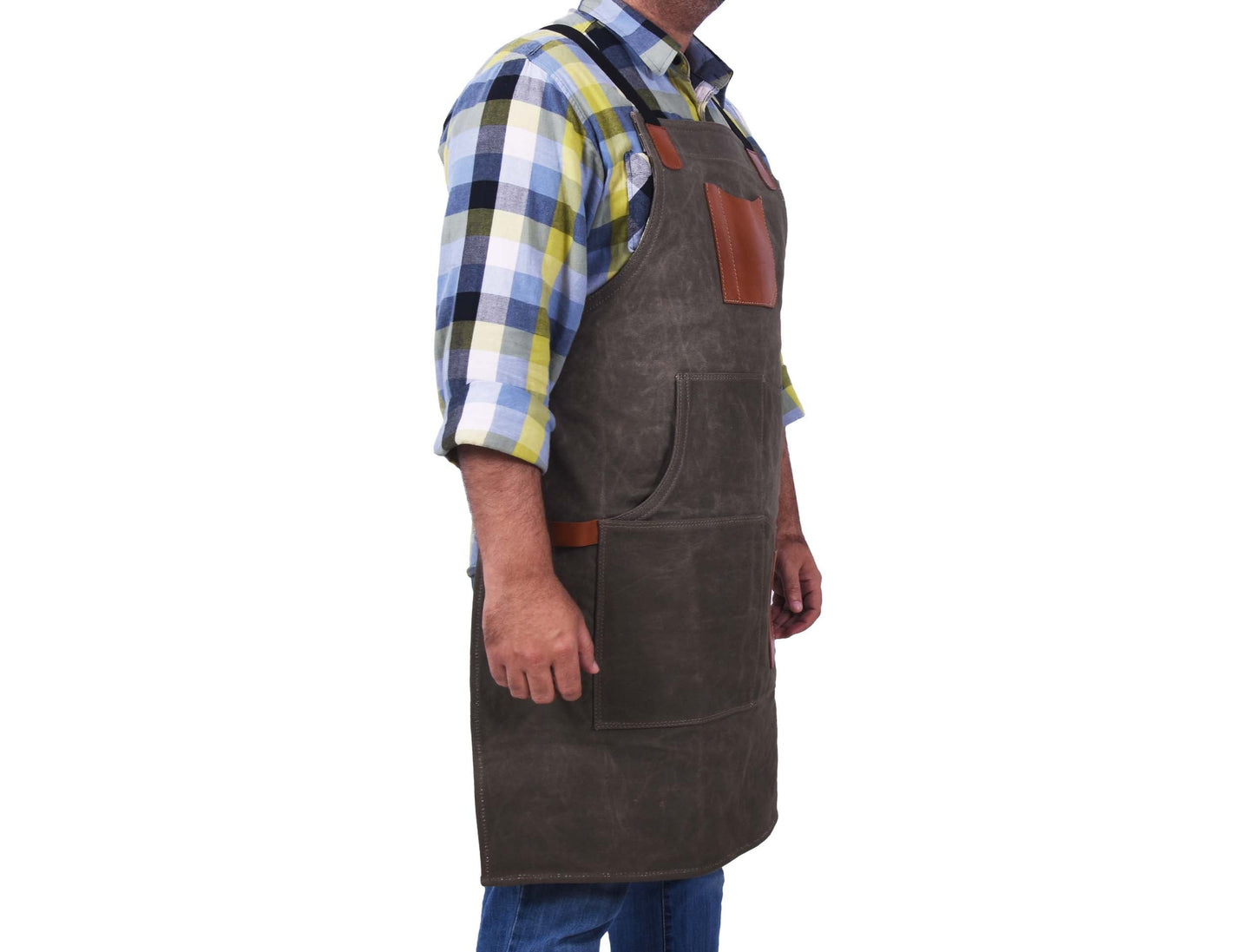 Fremont Leather Canvas Apron - Distressed grey - www.Shopthatapp.com