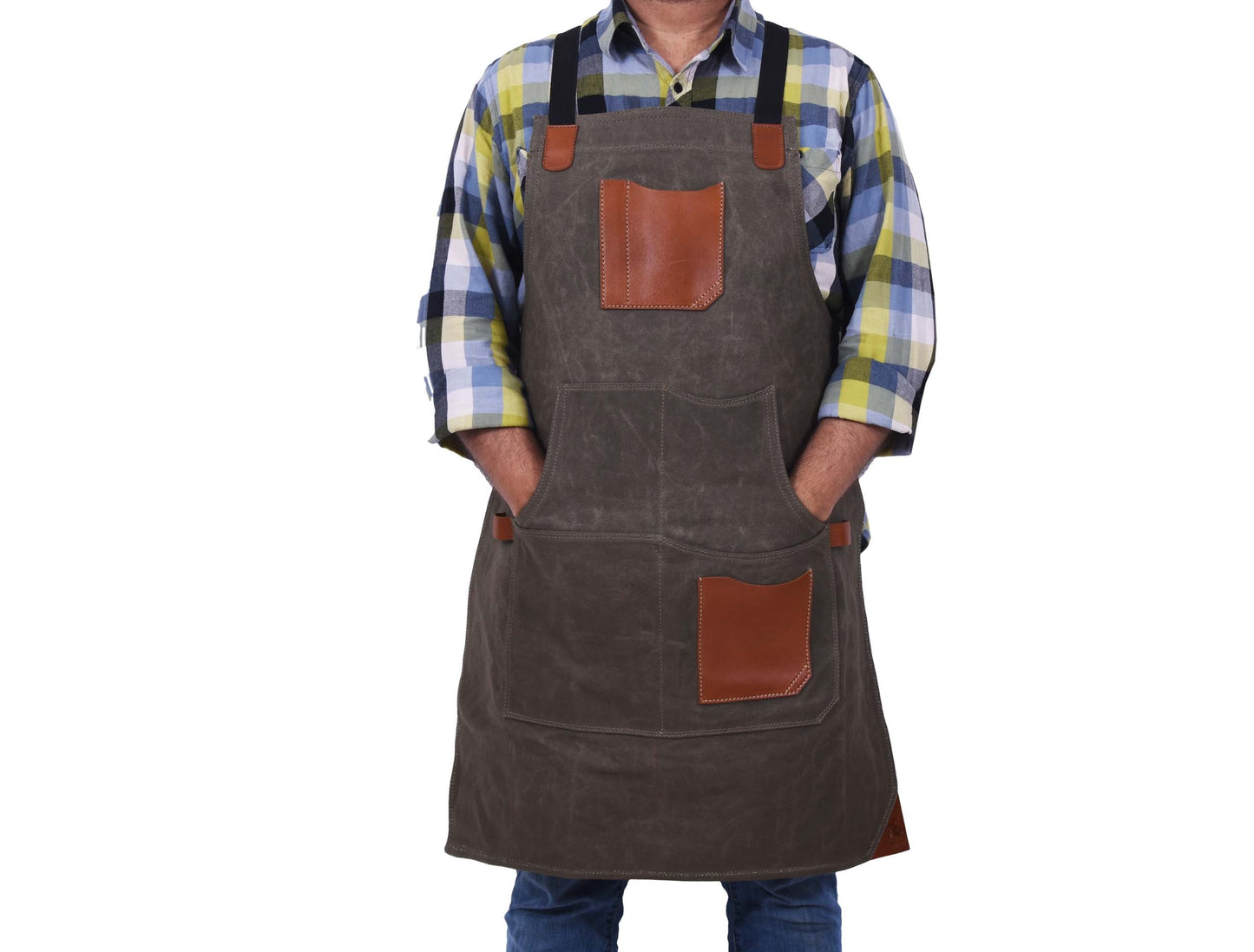 Fremont Leather Canvas Apron - Distressed grey - www.Shopthatapp.com