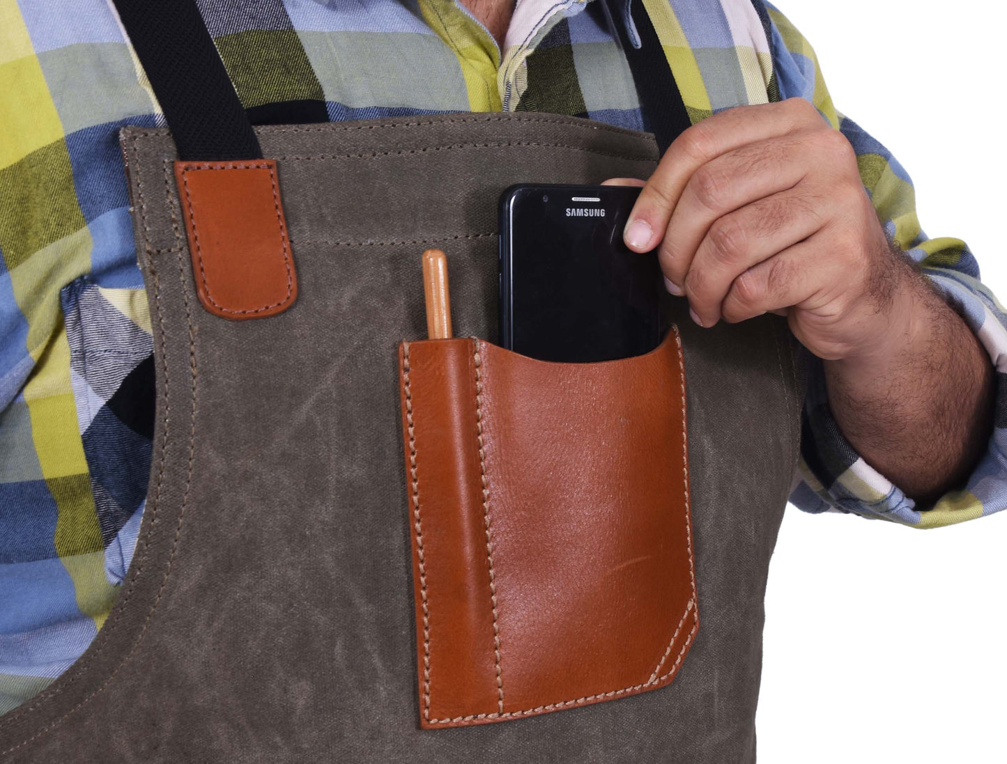 Fremont Leather Canvas Apron - Distressed grey - www.Shopthatapp.com