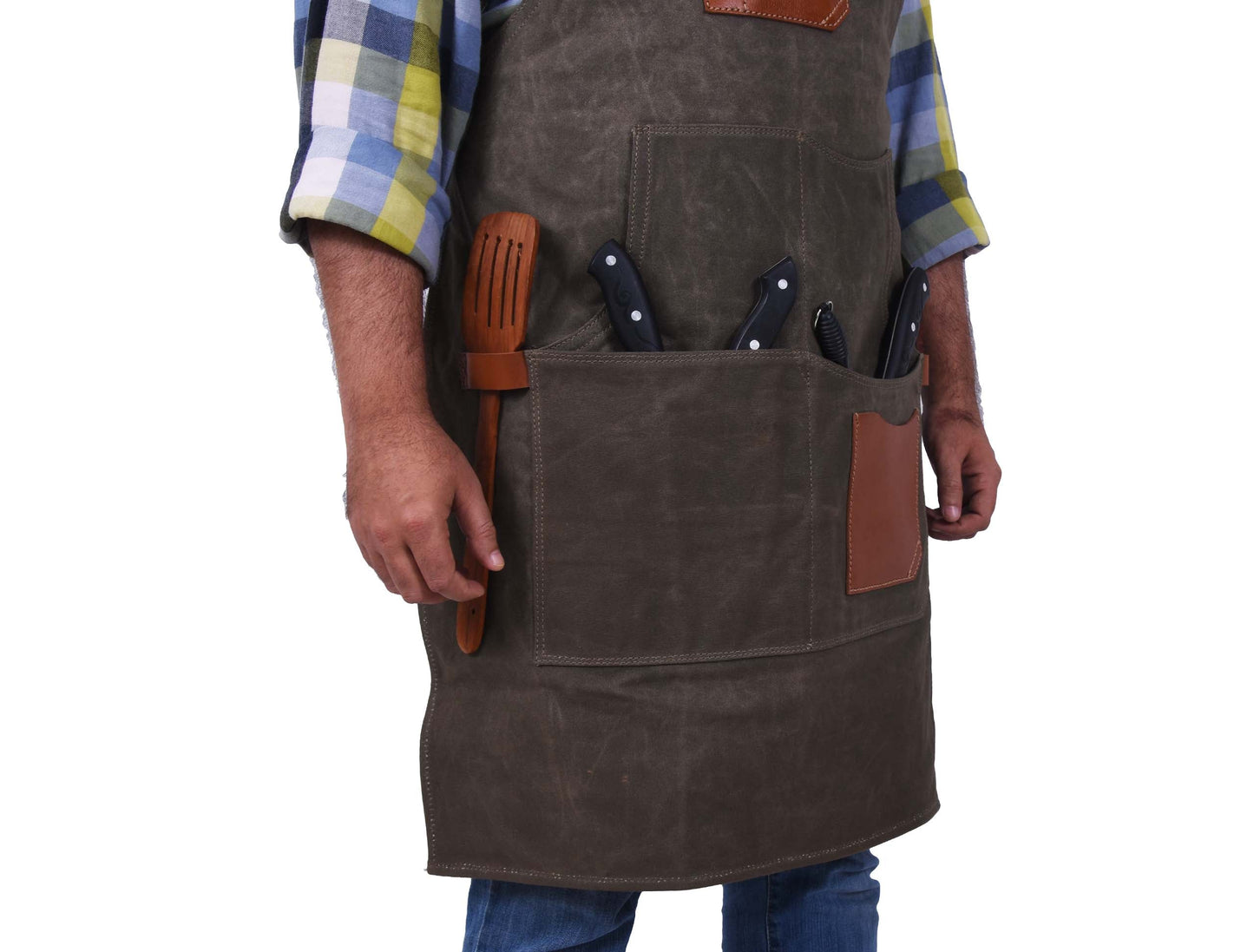 Fremont Leather Canvas Apron - Distressed grey - www.Shopthatapp.com