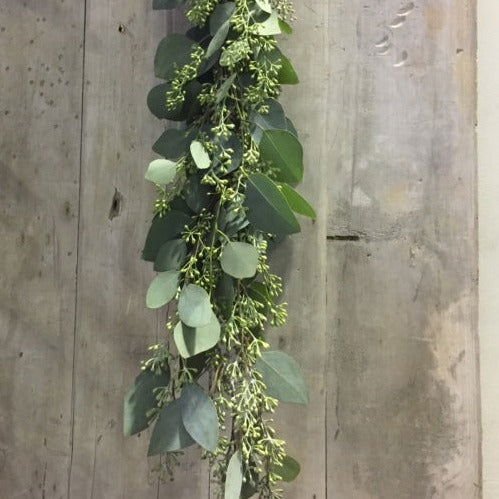 Fresh Garland Table Runner  - Eucalyptus, Baby' Breath, Ruscus - www.Shopthatapp.com
