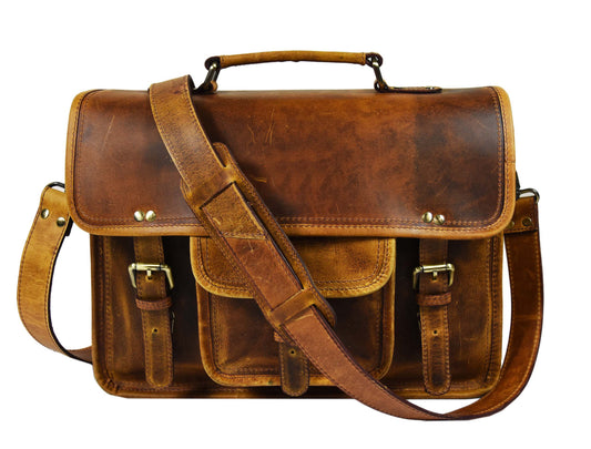Fresno Leather Portfolio Bag - Caramel Brown - www.Shopthatapp.com