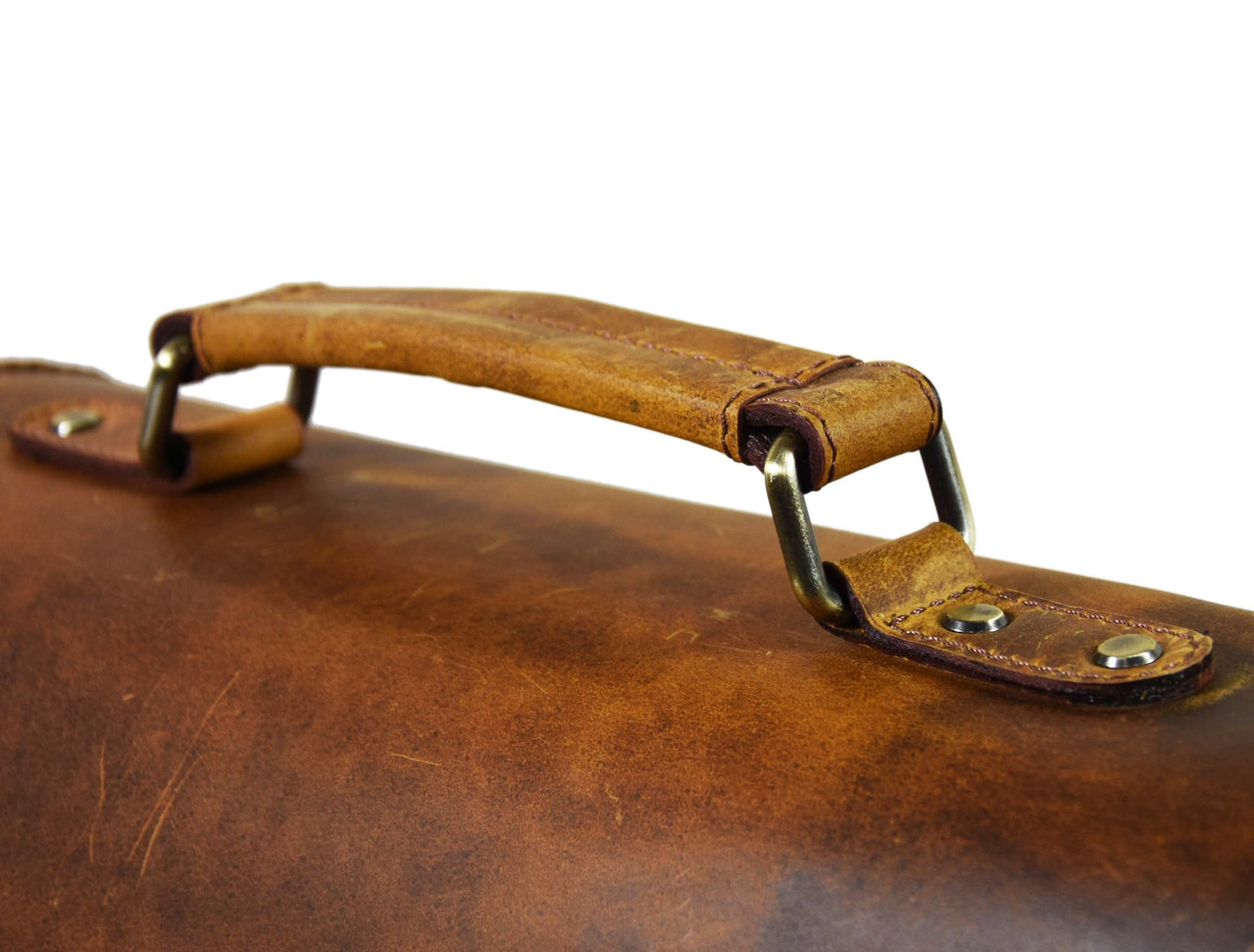Fresno Leather Portfolio Bag - Caramel Brown - www.Shopthatapp.com