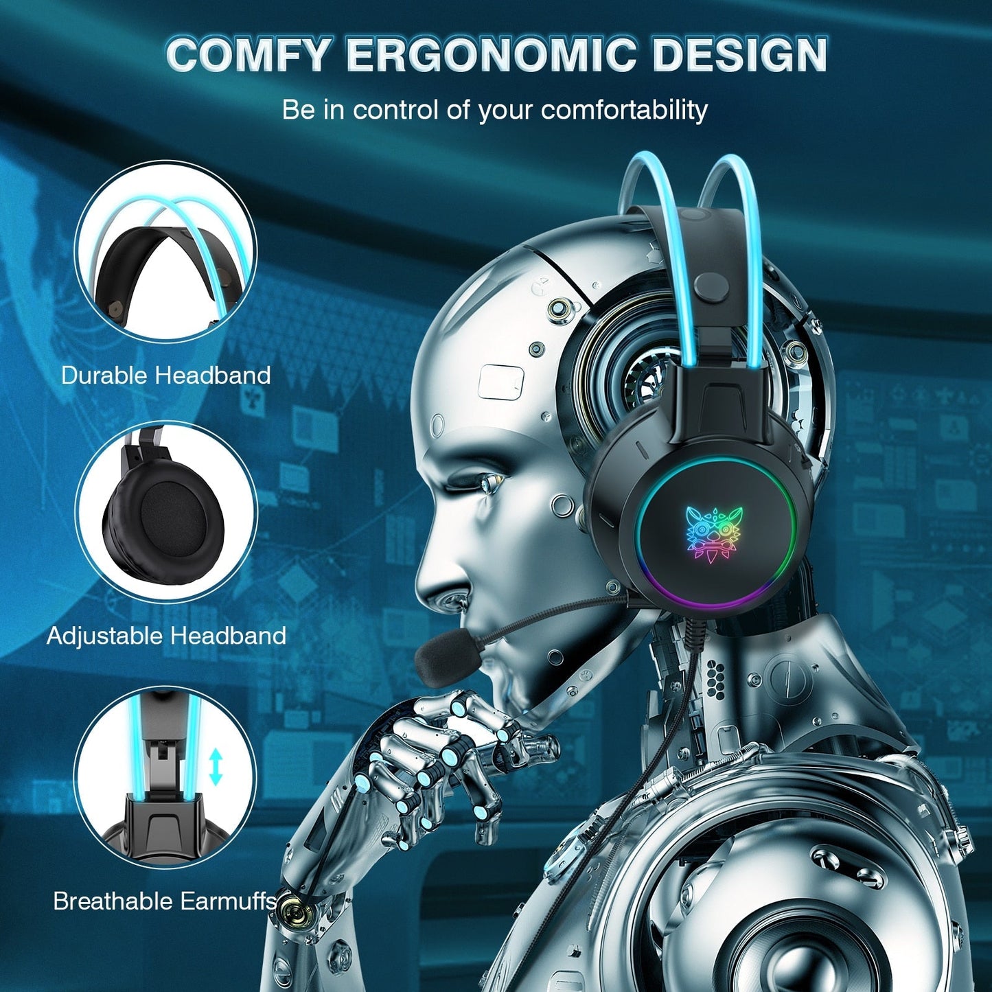 ONIKUMA X15Pro RGB Gaming Headset USB Wired 3.5mm Stereo - www.Shopthatapp.com