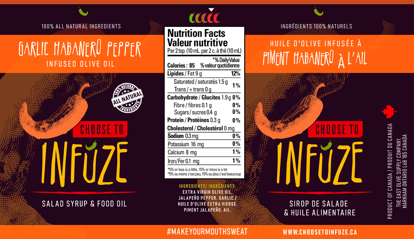 Garlic Habanero Infused Olive Oil 250 ml (8.5 oz) - www.Shopthatapp.com