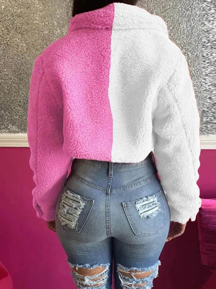 Harajuku Style Stitching Color Matching Women's Coat Slim Fit - www.Shopthatapp.com