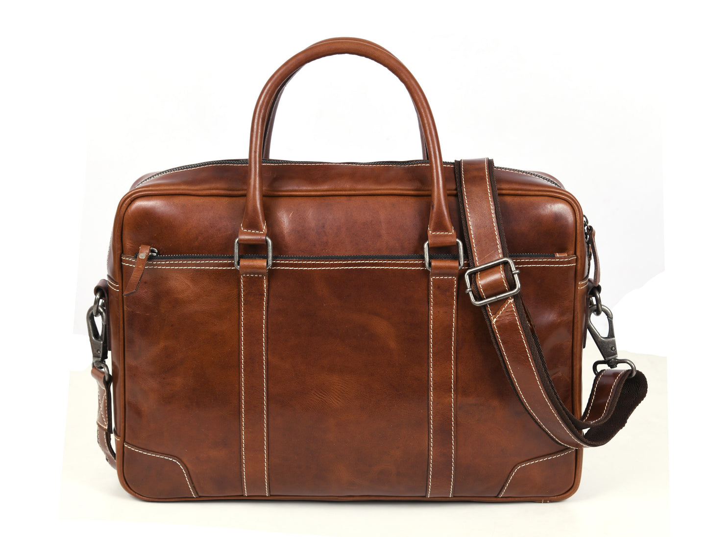 Hayward 17" Leather Office Bag - Cinnamon Tan - www.Shopthatapp.com