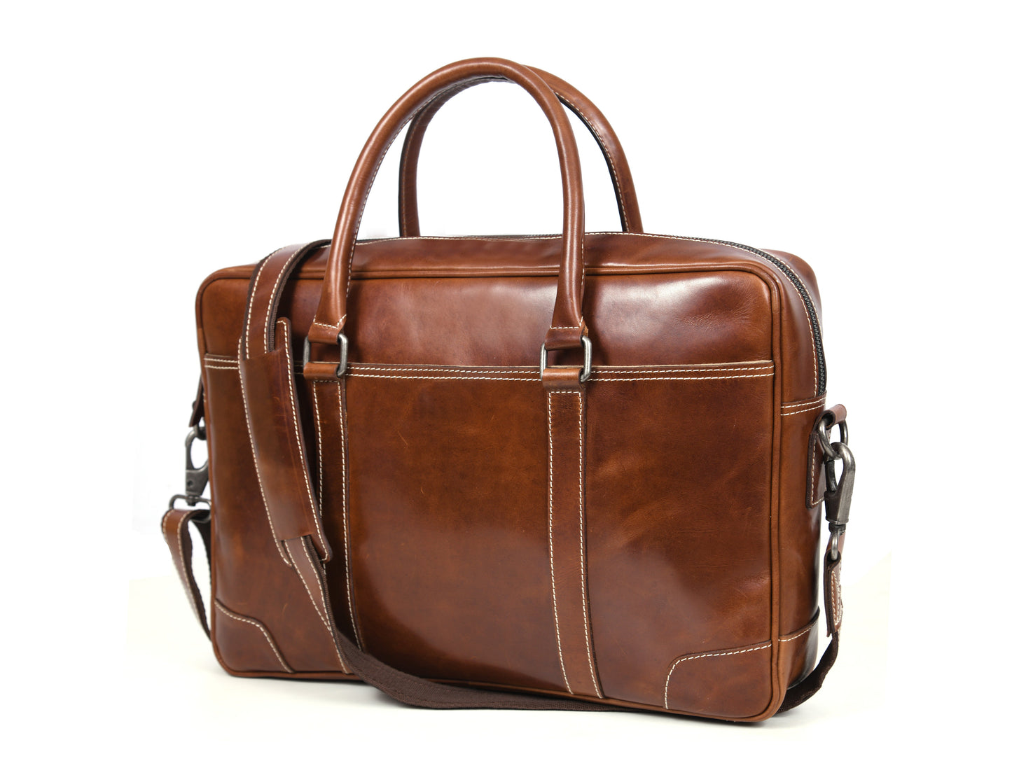 Hayward 17" Leather Office Bag - Cinnamon Tan - www.Shopthatapp.com