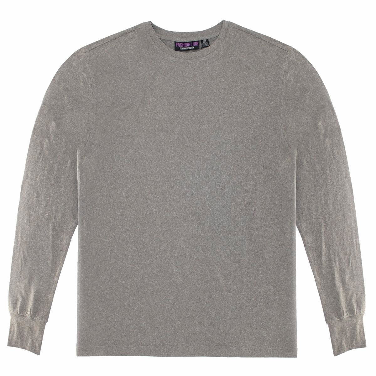 Heather Grey Better Basics Ultra-Soft Crewneck Long Sleeve T-Shirt by Fashion Hub - www.Shopthatapp.com