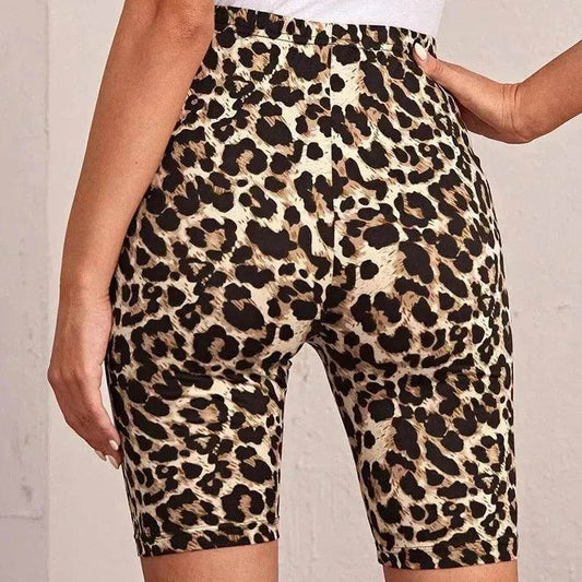 High Waist Tight Leopard Print Shorts Slim Elastic Leggings - www.Shopthatapp.com
