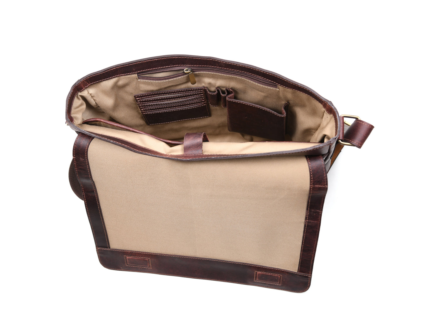 Hudson Leather Messenger Bag - Walnut Brown - www.Shopthatapp.com
