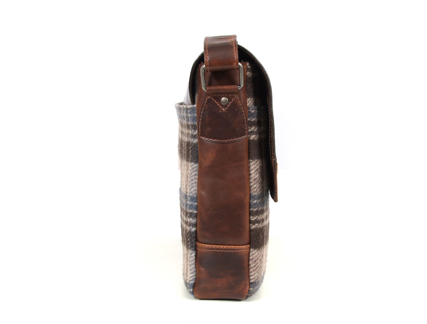 Hudson Leather & Tweed Messenger - Manchester Tweed - www.Shopthatapp.com