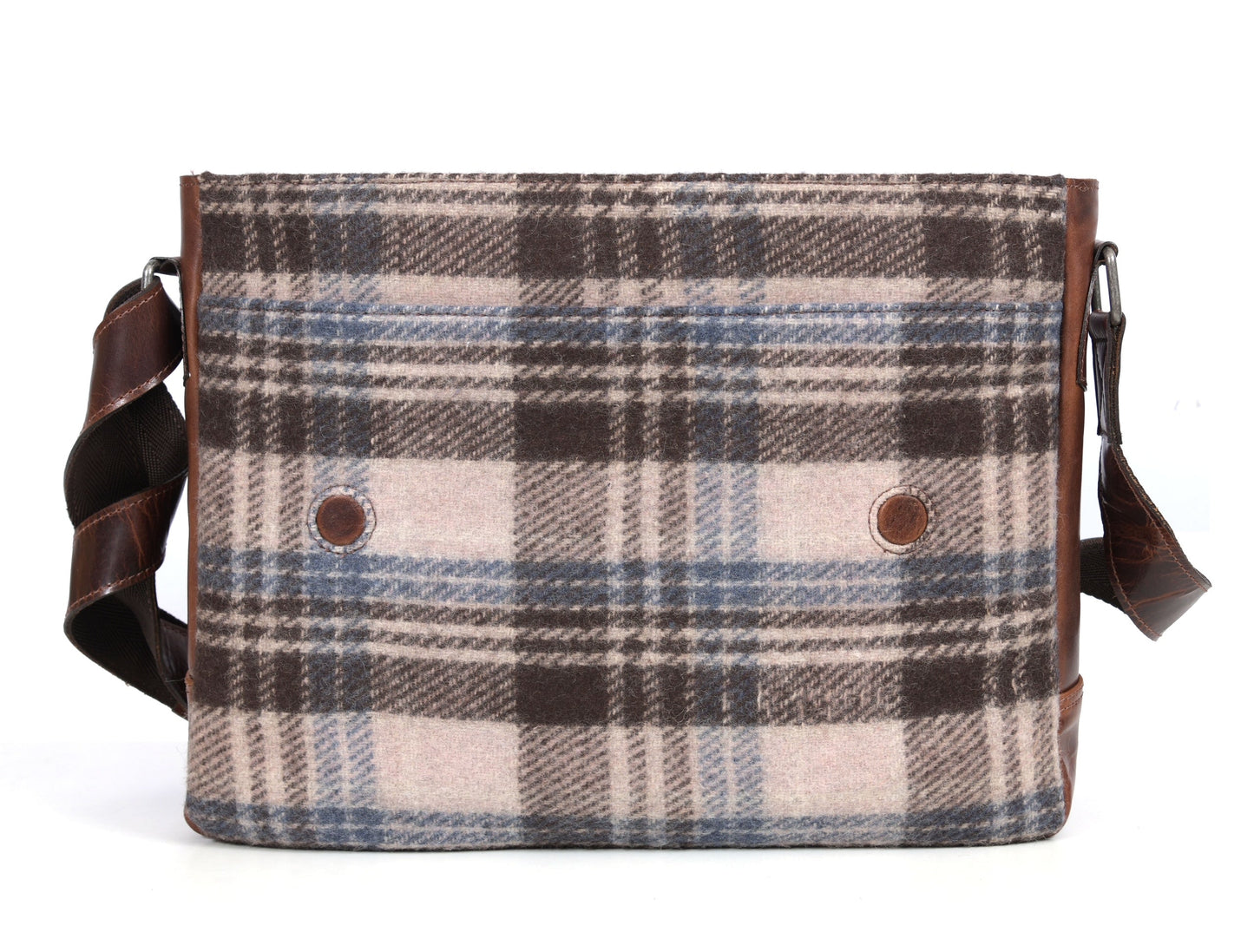 Hudson Leather & Tweed Messenger - Manchester Tweed - www.Shopthatapp.com