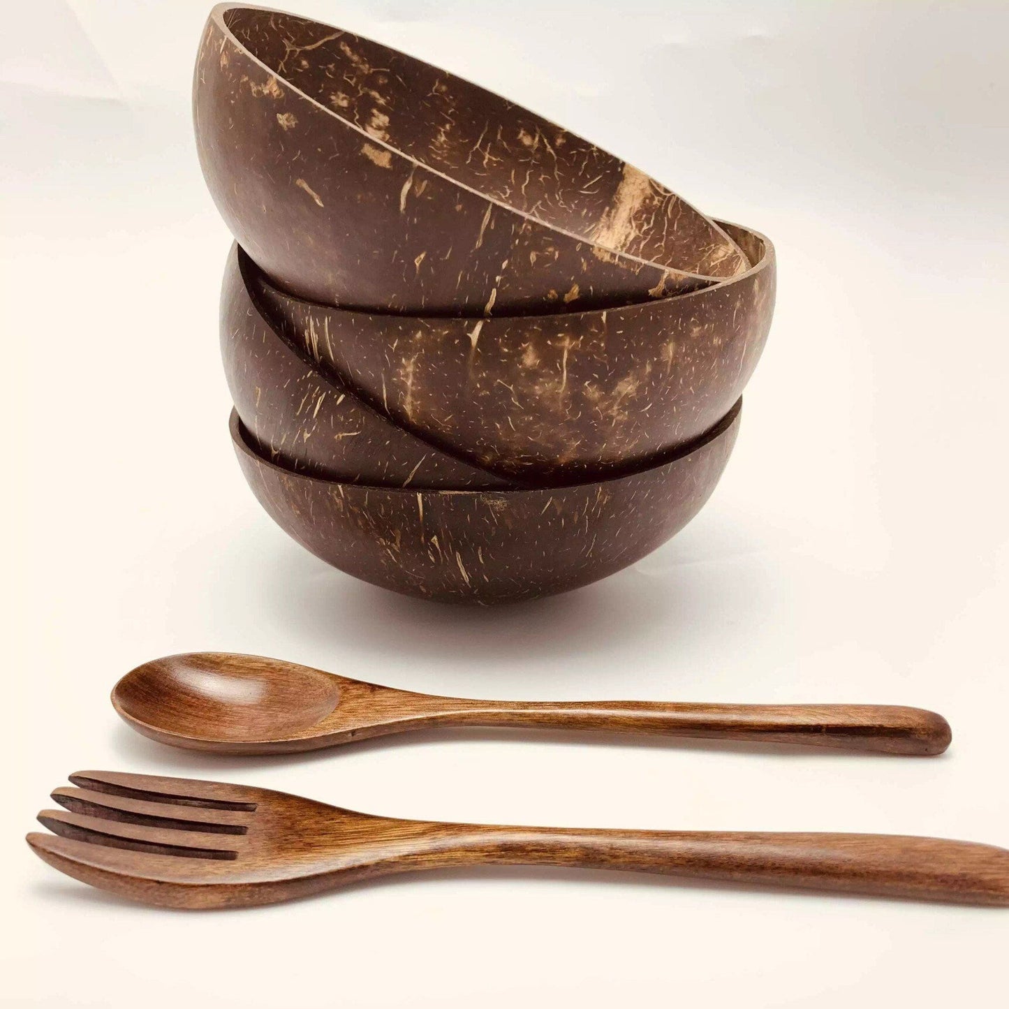 2 Coconut Bowl Set 1 Coconut Spoon 1 Coconut Fork - www.Shopthatapp.com