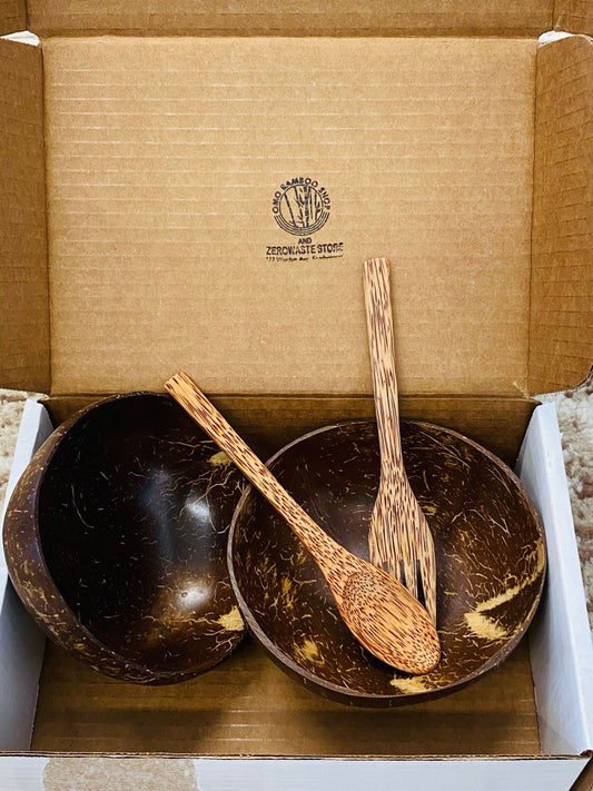 2 Coconut Bowl Set 1 Coconut Spoon 1 Coconut Fork - www.Shopthatapp.com