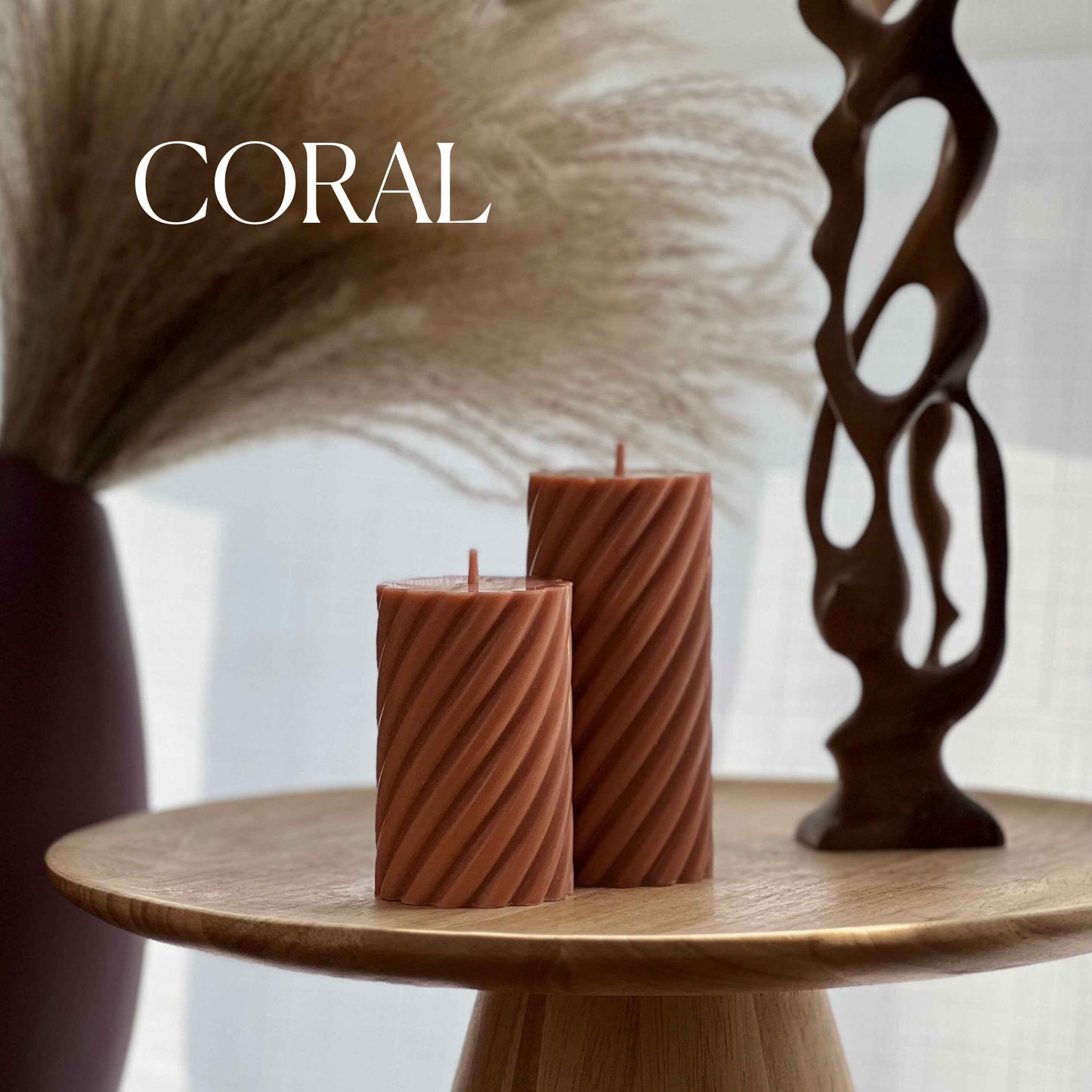 Spiral Ribbed Pillar Candle Set