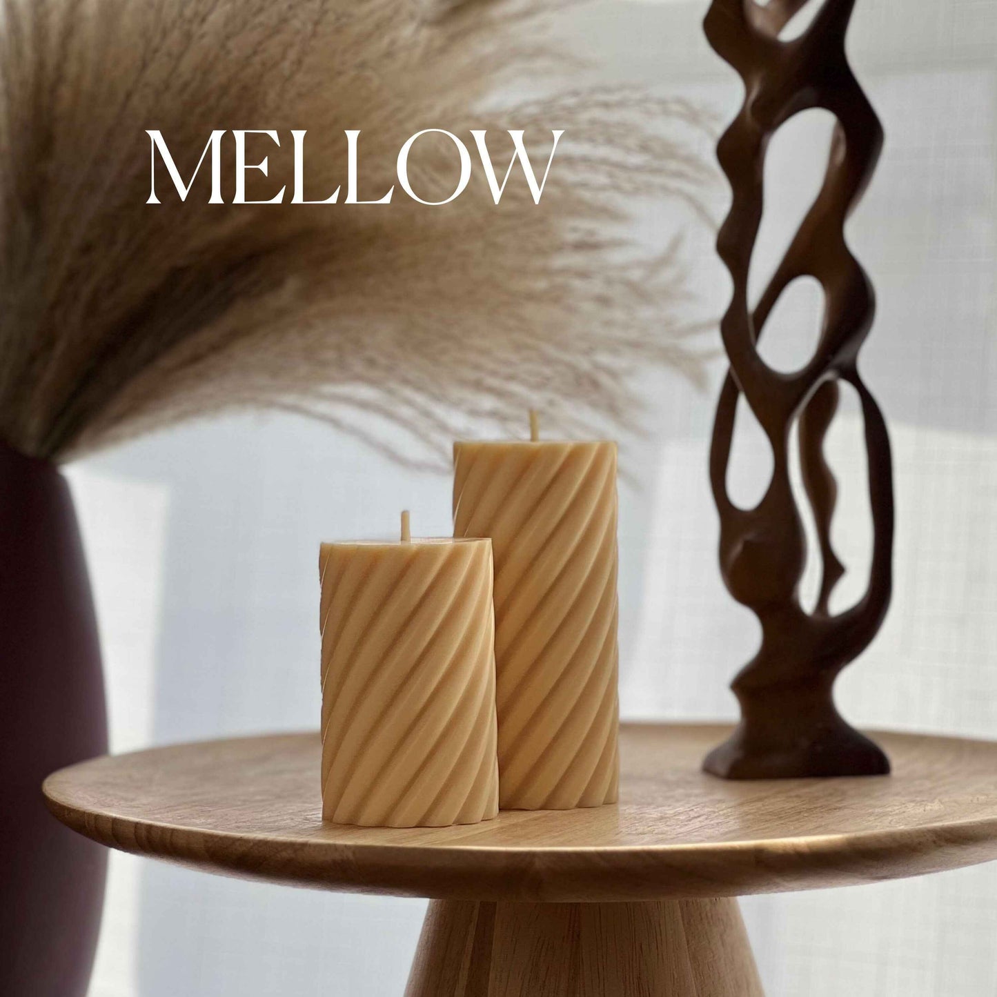 Spiral Ribbed Pillar Candle Set