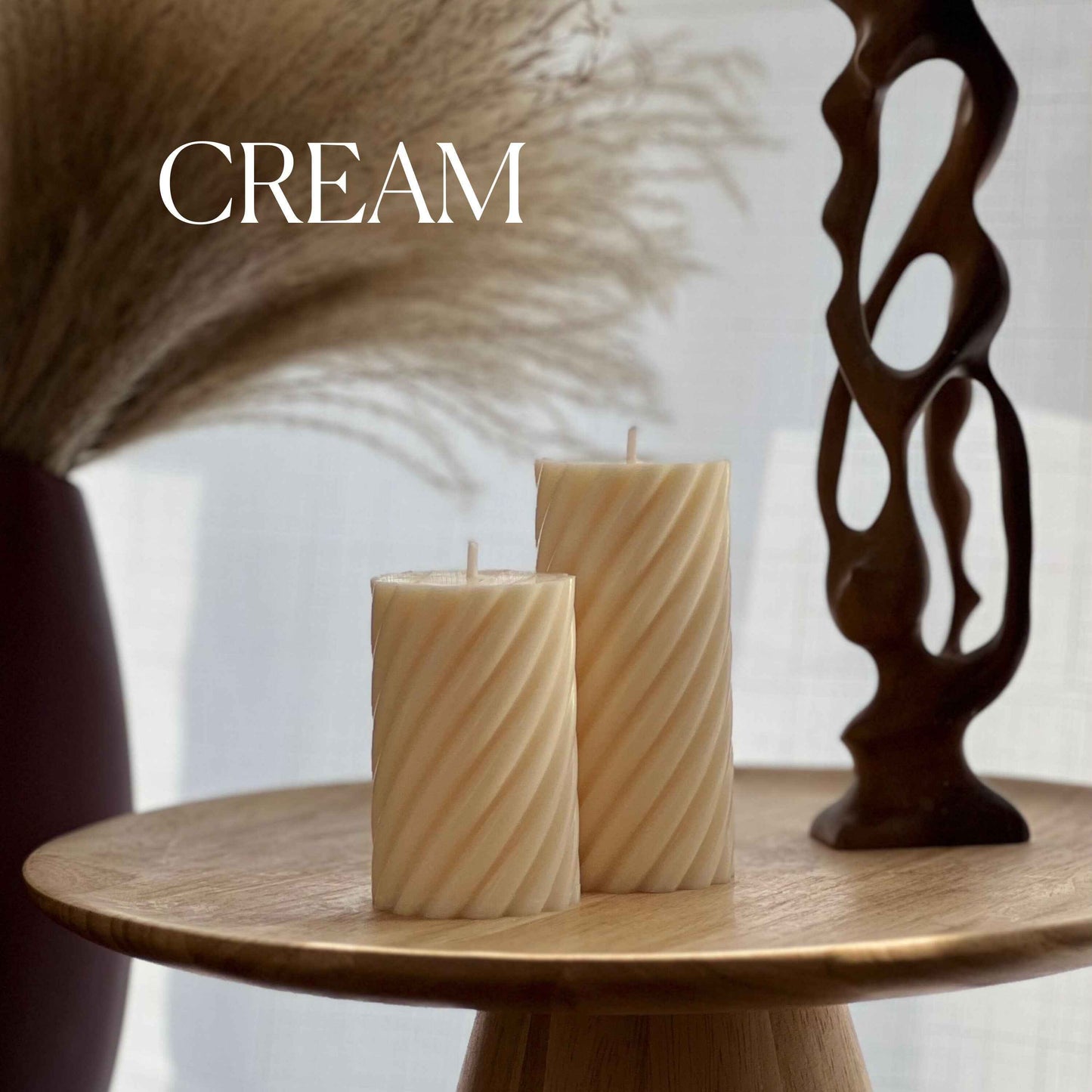 Spiral Ribbed Pillar Candle Set