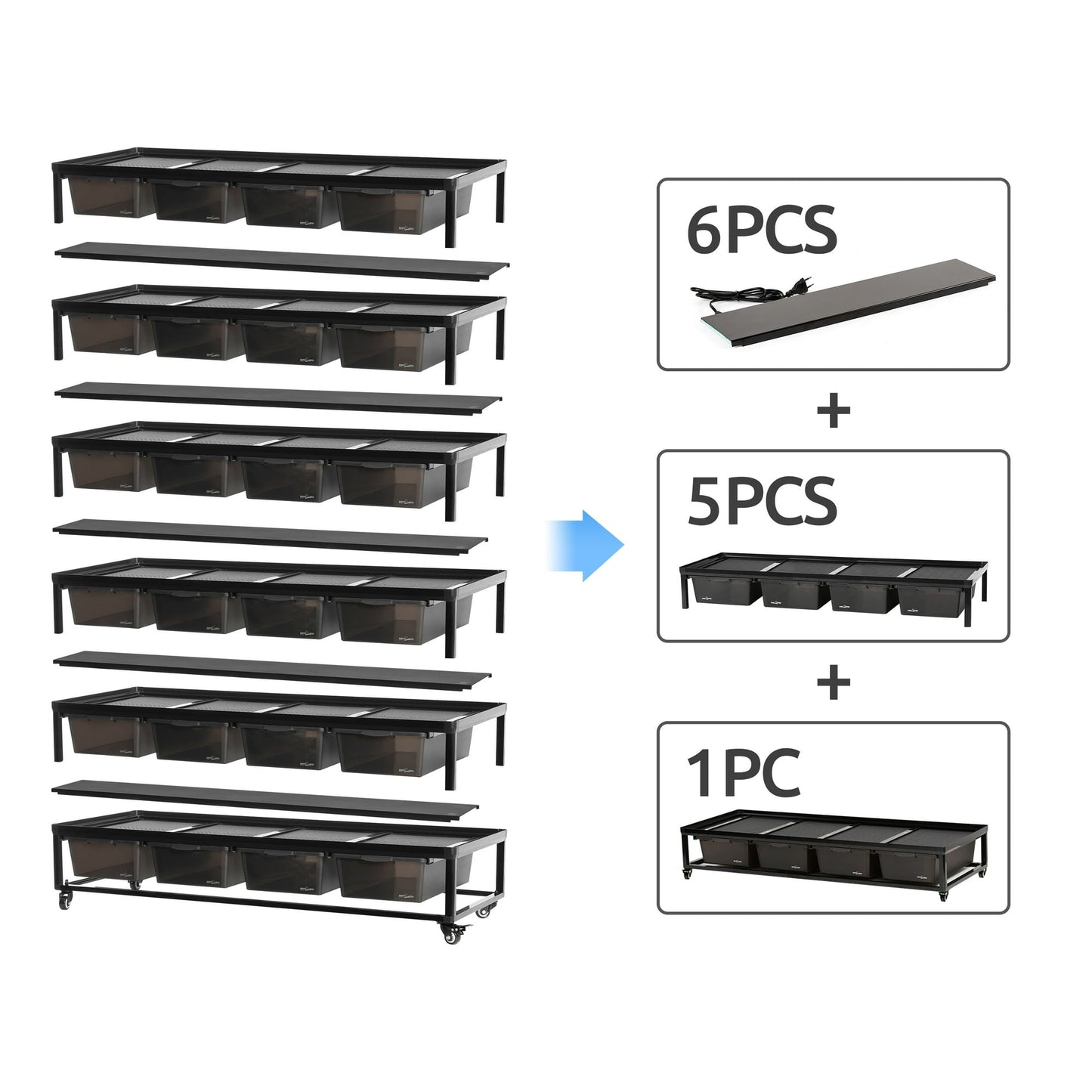 Cage d'élevage empilable en aluminium REPTIZOO (tapis chauffants inclus pour 6 couches)