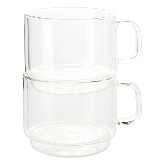 Insulated Double-Wall Glass Coffee Tea Hot or Cold Beverage Mug 2 Piece Set 500ml, Barista - www.Shopthatapp.com