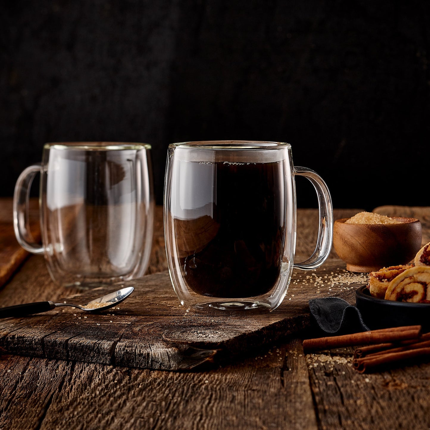 Insulated Double-Wall Glass Coffee Tea Hot or Cold Beverage Mug 4 Piece Set 350ml, Barista - www.Shopthatapp.com