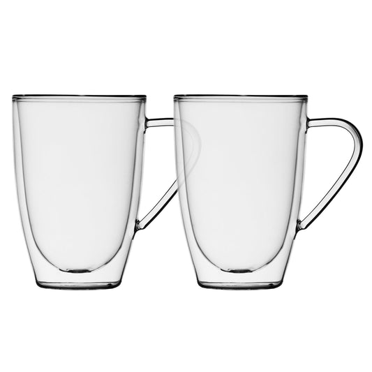 Insulated Double-Wall Glass Coffee Tea Hot or Cold Beverage Mug 4 Piece Set 435ml, Barista - www.Shopthatapp.com
