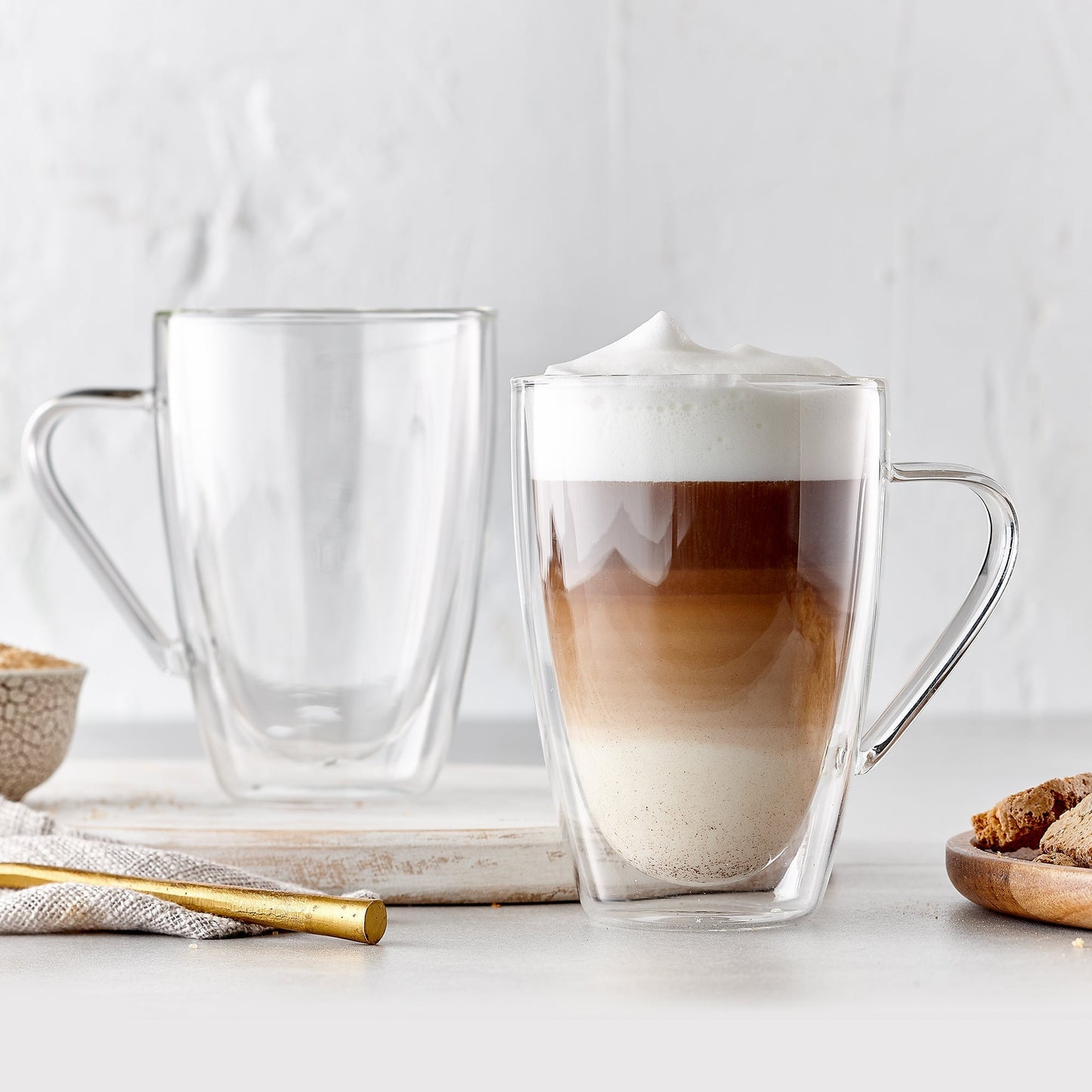 Insulated Double-Wall Glass Coffee Tea Hot or Cold Beverage Mug 4 Piece Set 435ml, Barista - www.Shopthatapp.com