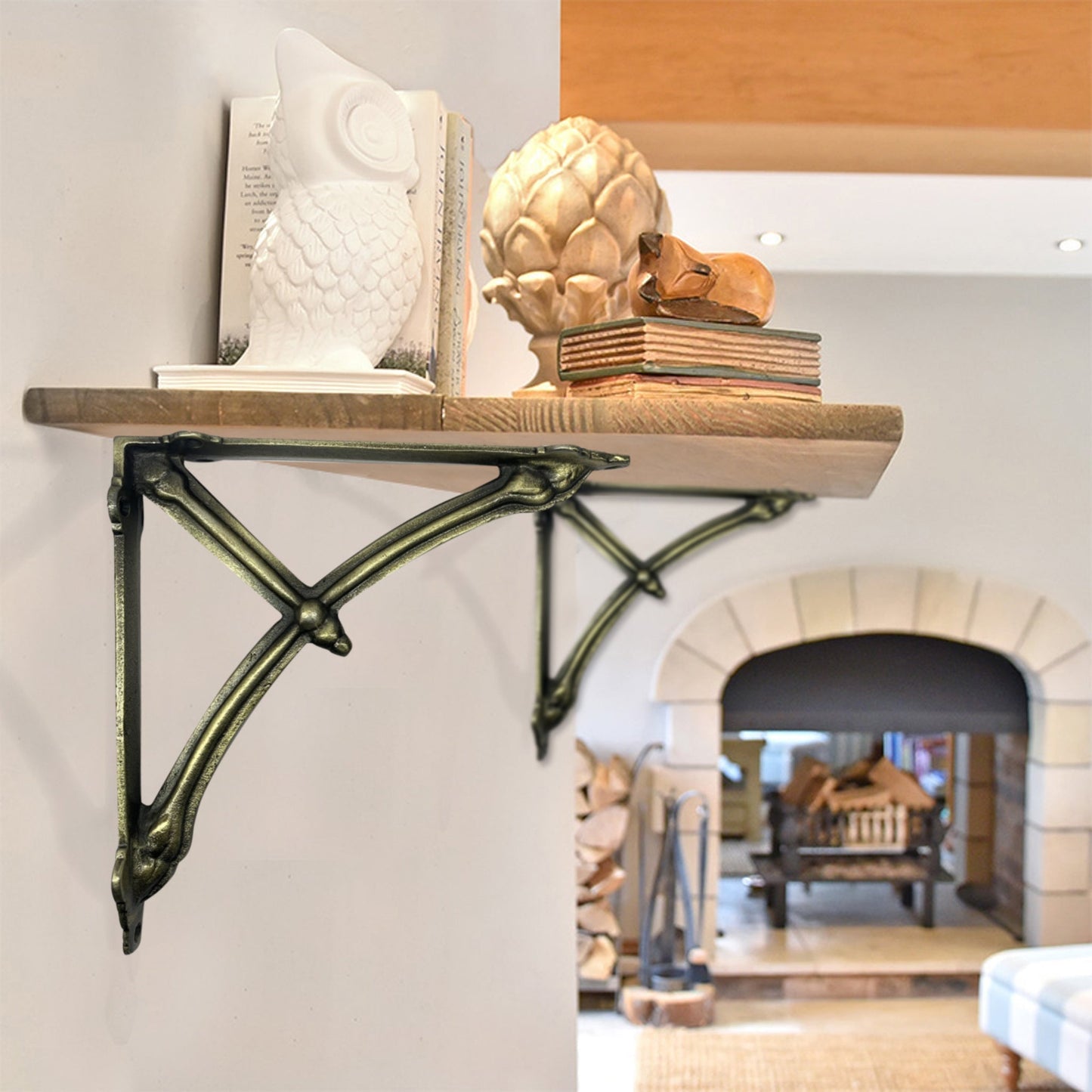 Half Round Bracket, Large, Antique Brass - www.Shopthatapp.com