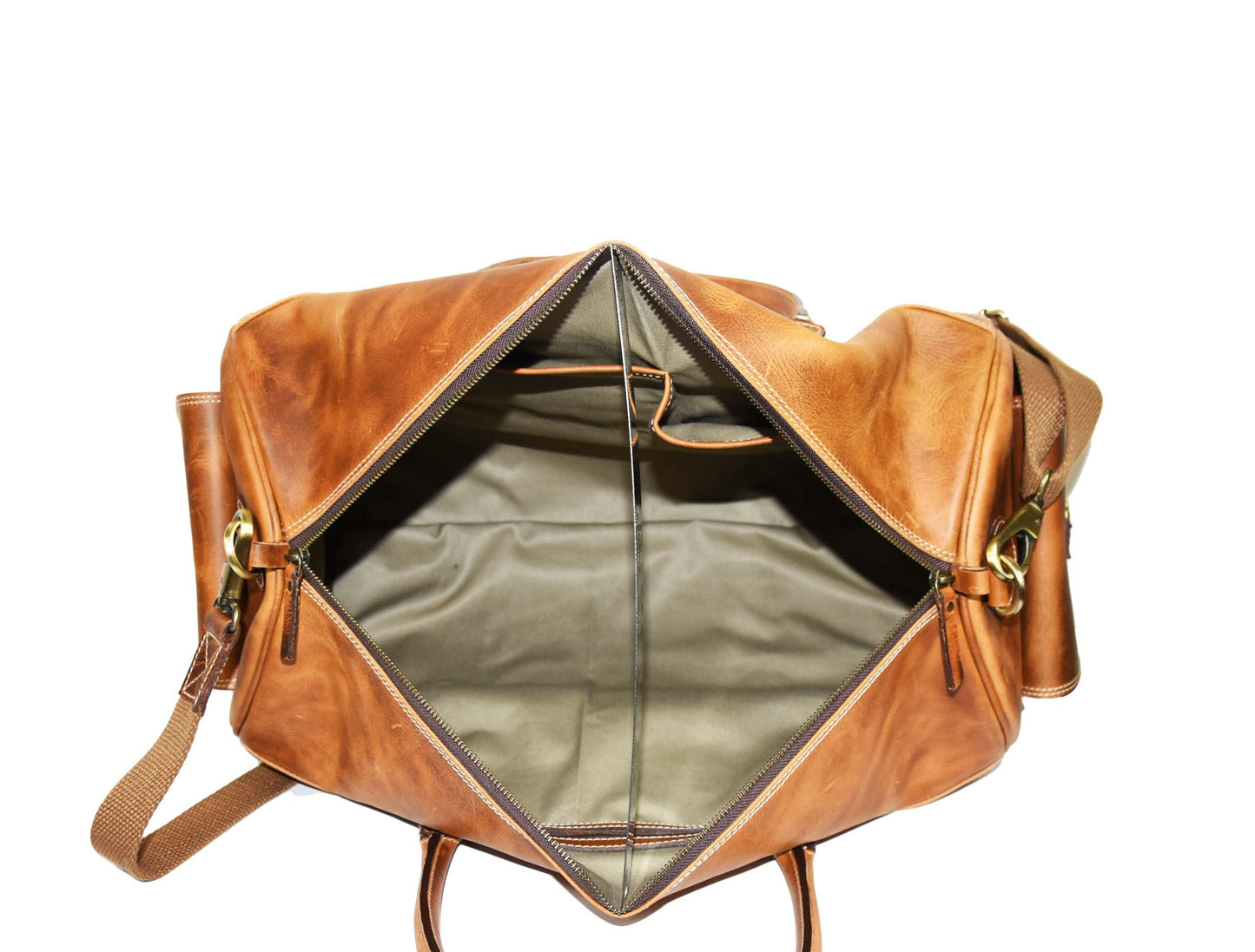 Leather Portfolio Bag - Caramel Brown - www.Shopthatapp.com