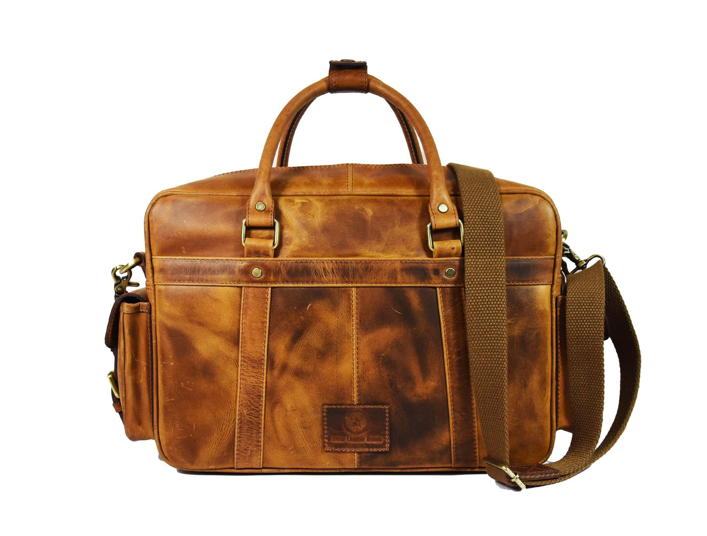 Leather Portfolio Bag - Caramel Brown - www.Shopthatapp.com