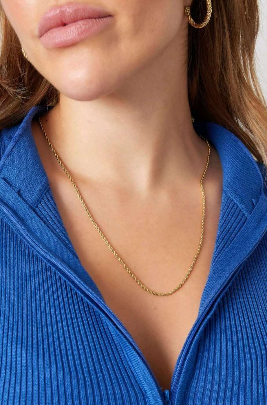 Long twist rope chain gold necklace - www.Shopthatapp.com