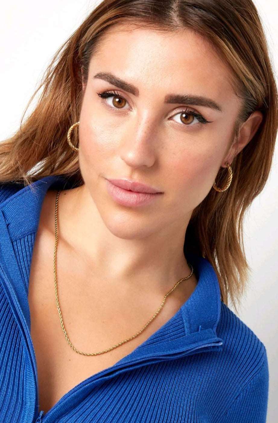Long twist rope chain gold necklace - www.Shopthatapp.com