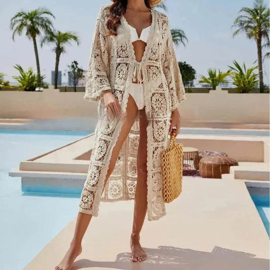 Loose Embroidered Bikini Beach Long Sunproof Wear - www.Shopthatapp.com
