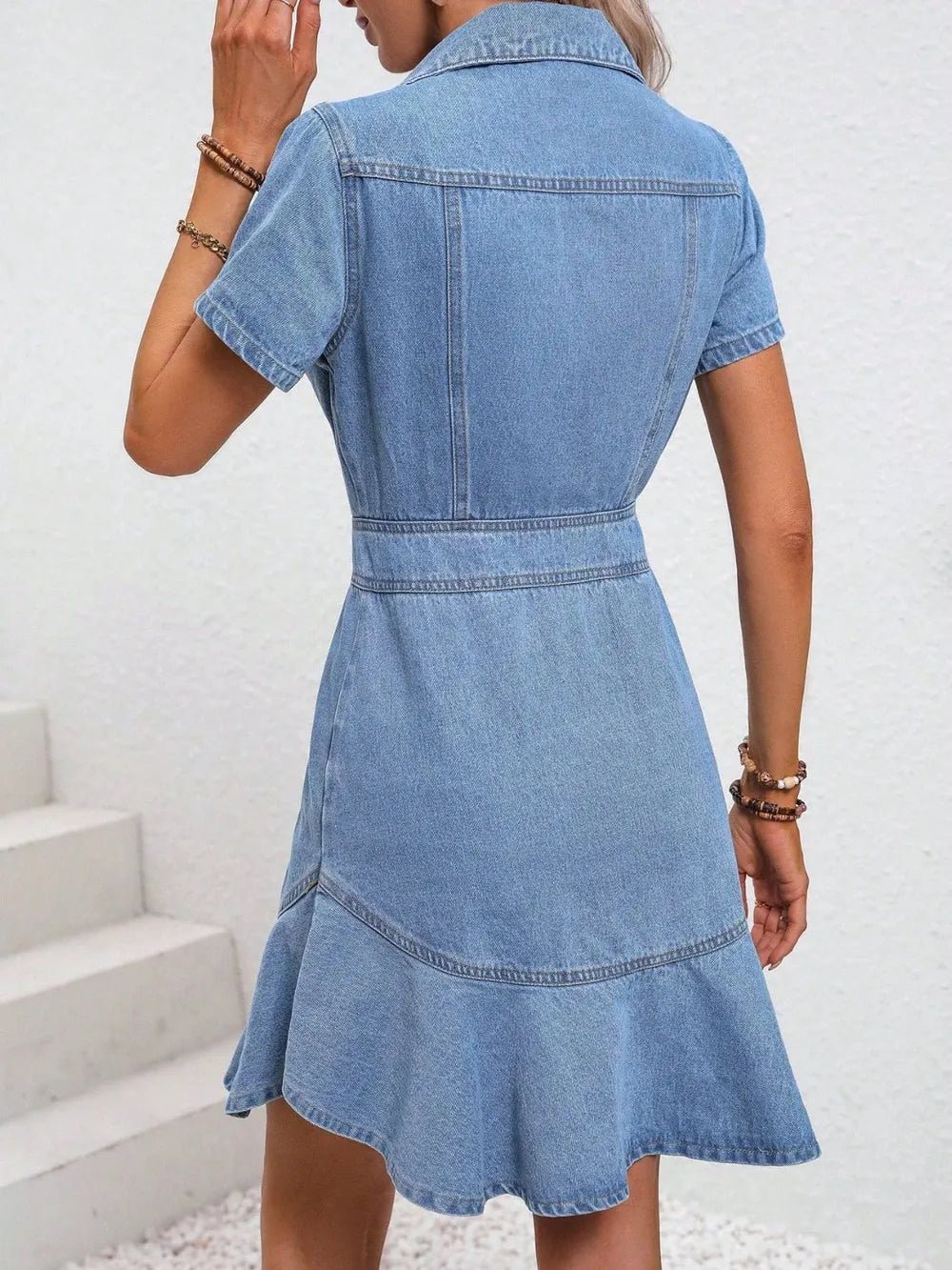 Lorenza Short Sleeve Button Down Cotton Dress