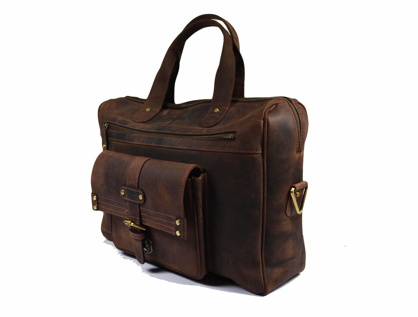 Lowell Leather Portfolio Bag 16" - Walnut Brown - www.Shopthatapp.com