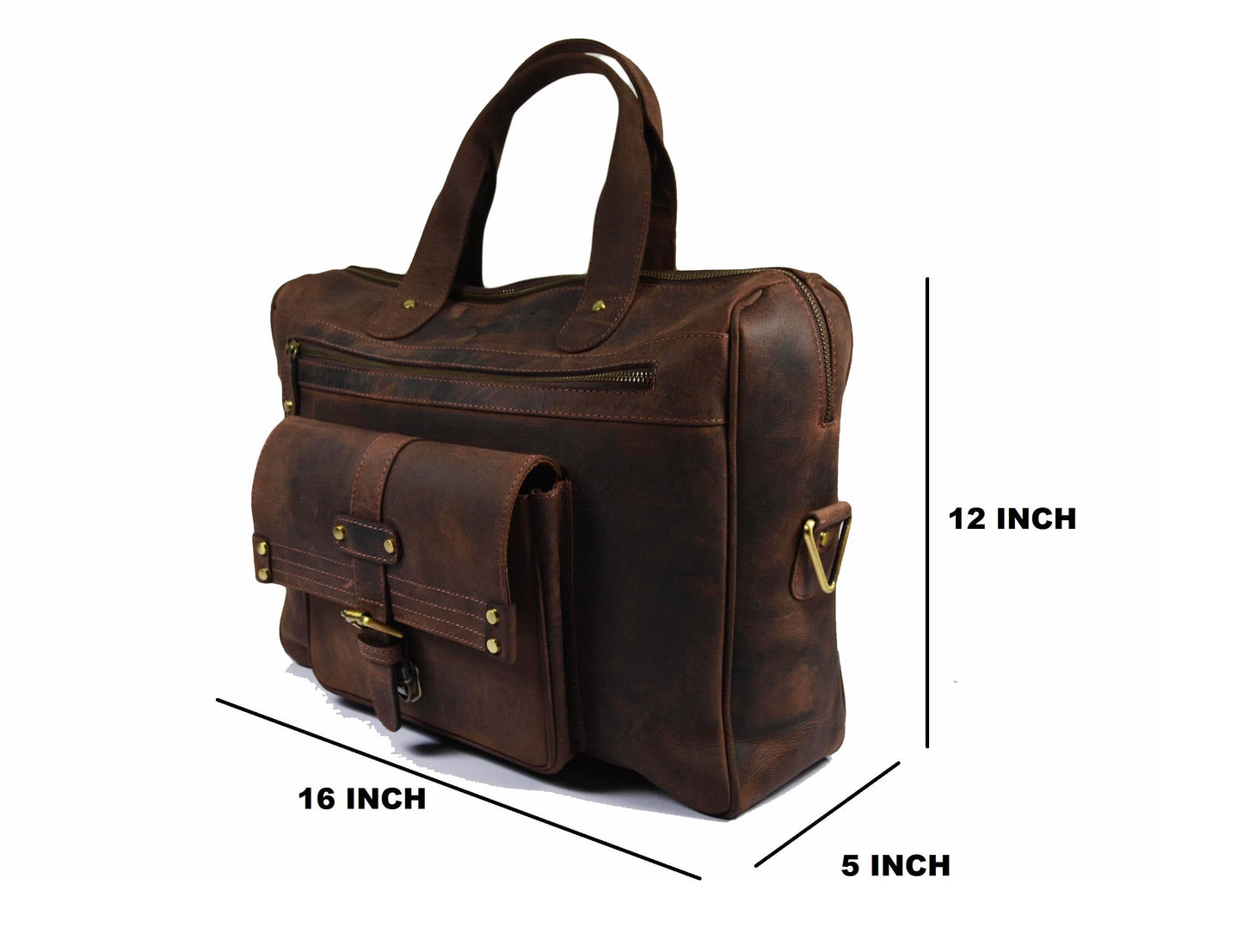 Lowell Leather Portfolio Bag 16" - Walnut Brown - www.Shopthatapp.com