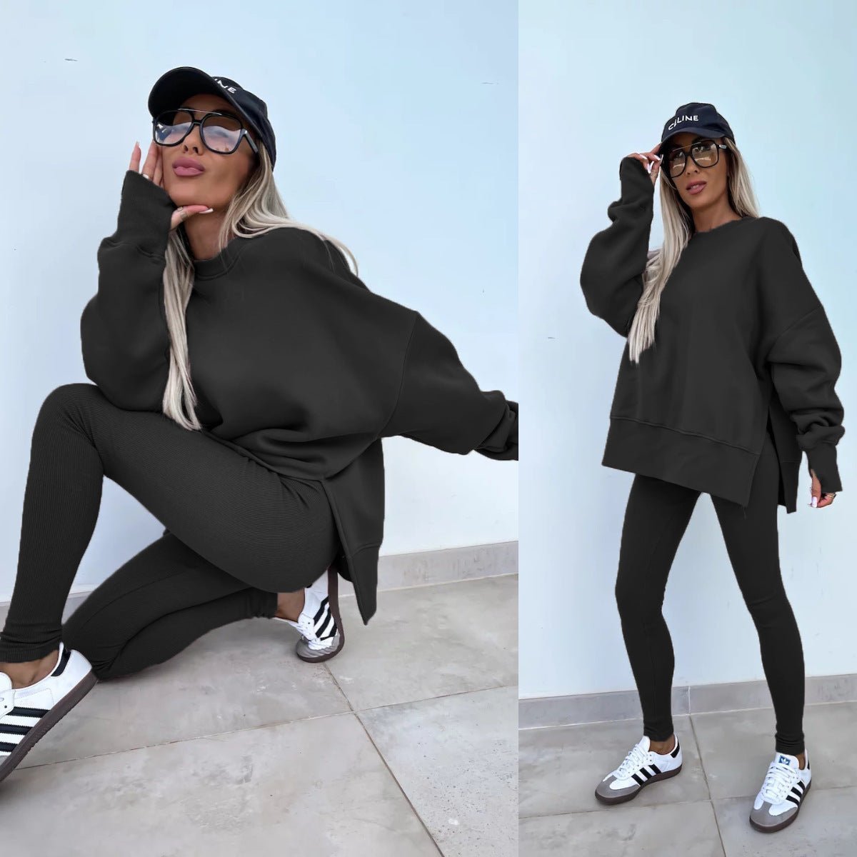 Malika Long Sleeve Crew Neck Loungewear set - www.Shopthatapp.com