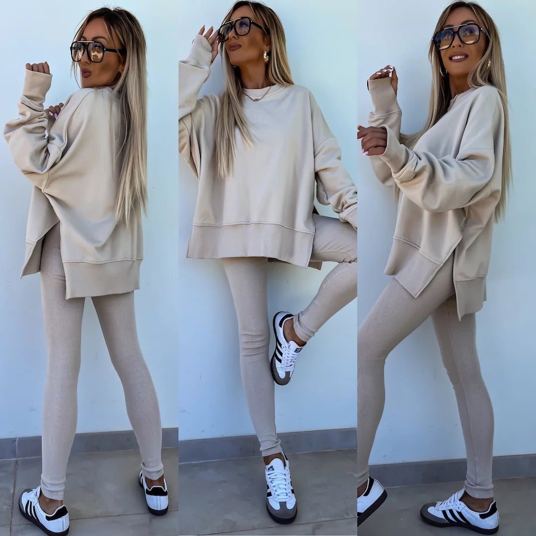 Malika Long Sleeve Crew Neck Loungewear set - www.Shopthatapp.com