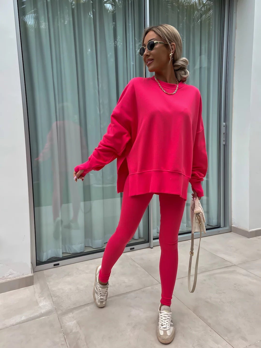 Malika Long Sleeve Crew Neck Loungewear set - www.Shopthatapp.com