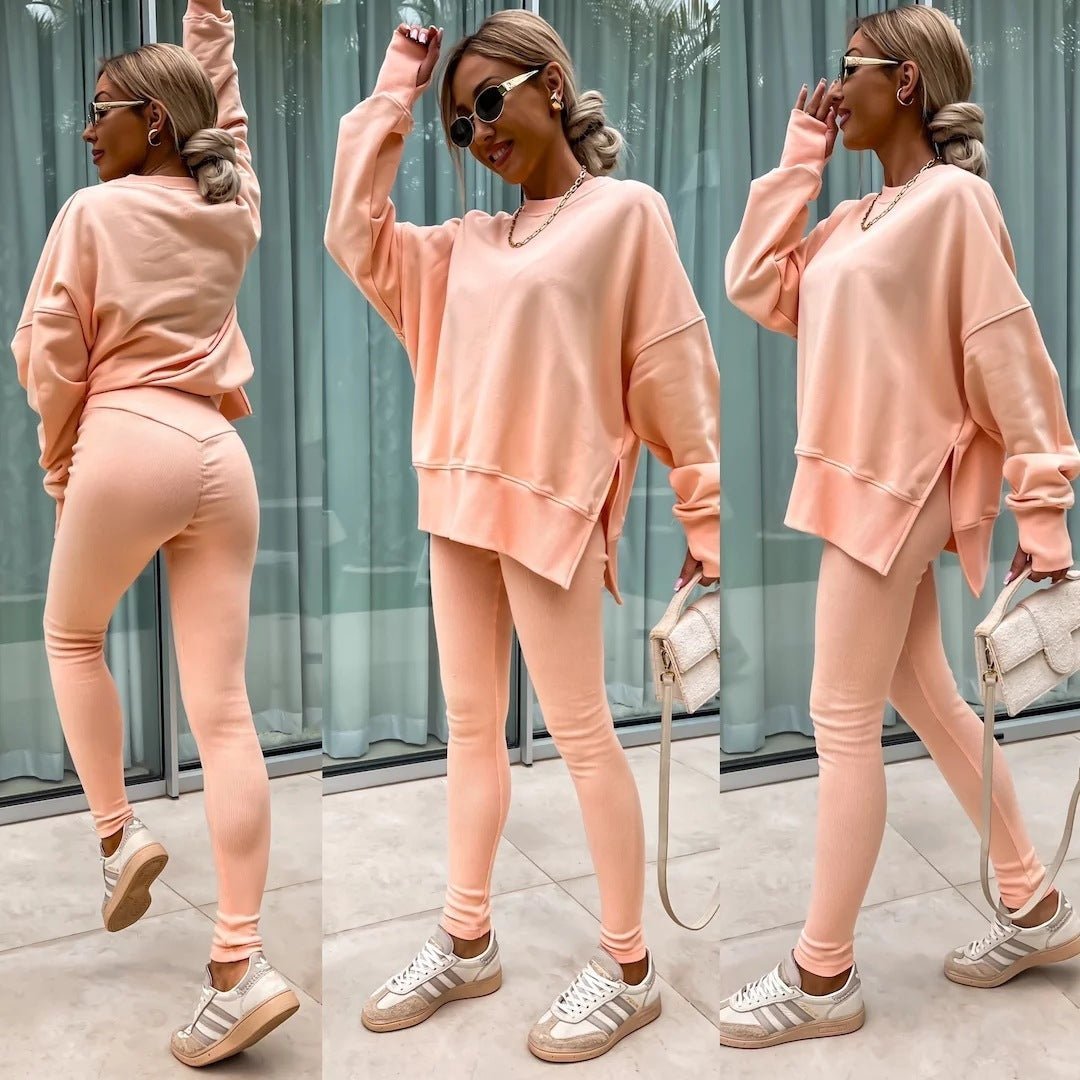 Malika Long Sleeve Crew Neck Loungewear set - www.Shopthatapp.com