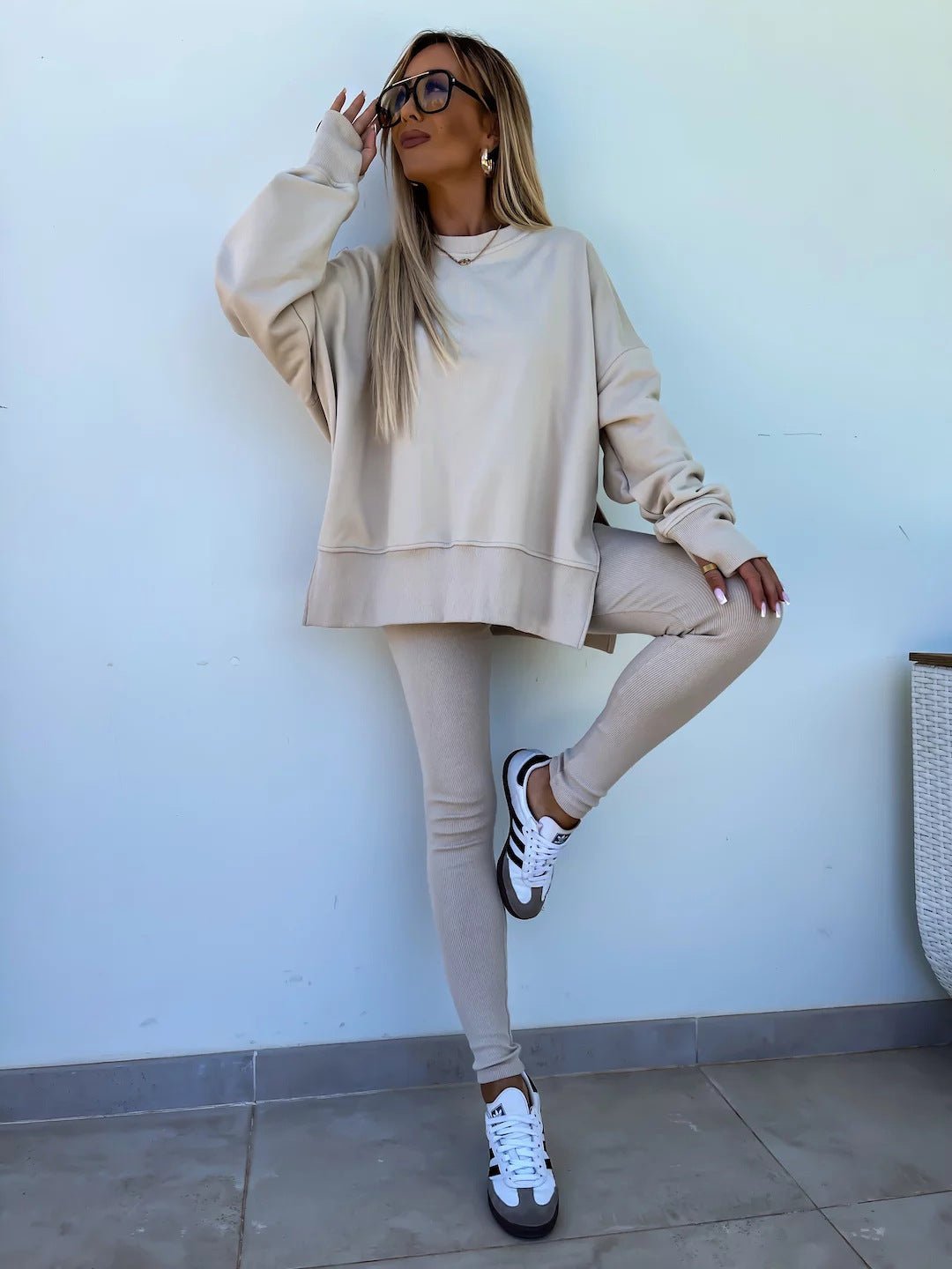 Malika Long Sleeve Crew Neck Loungewear set - www.Shopthatapp.com