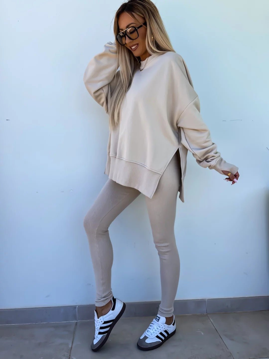 Malika Long Sleeve Crew Neck Loungewear set - www.Shopthatapp.com