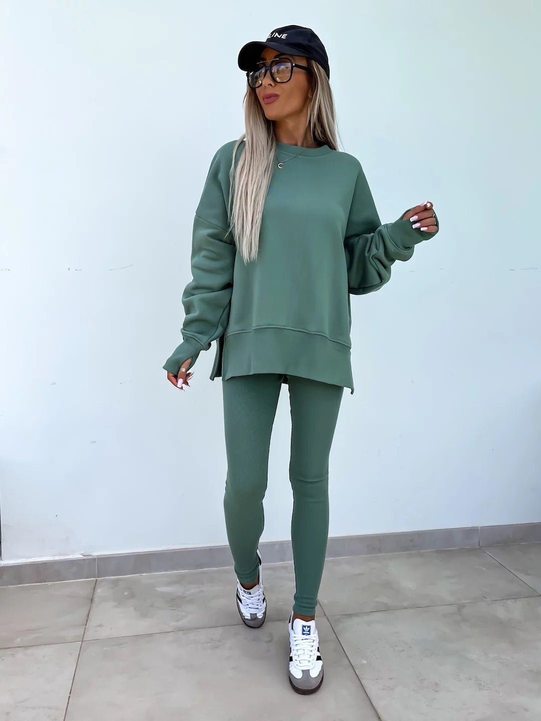 Malika Long Sleeve Crew Neck Loungewear set - www.Shopthatapp.com