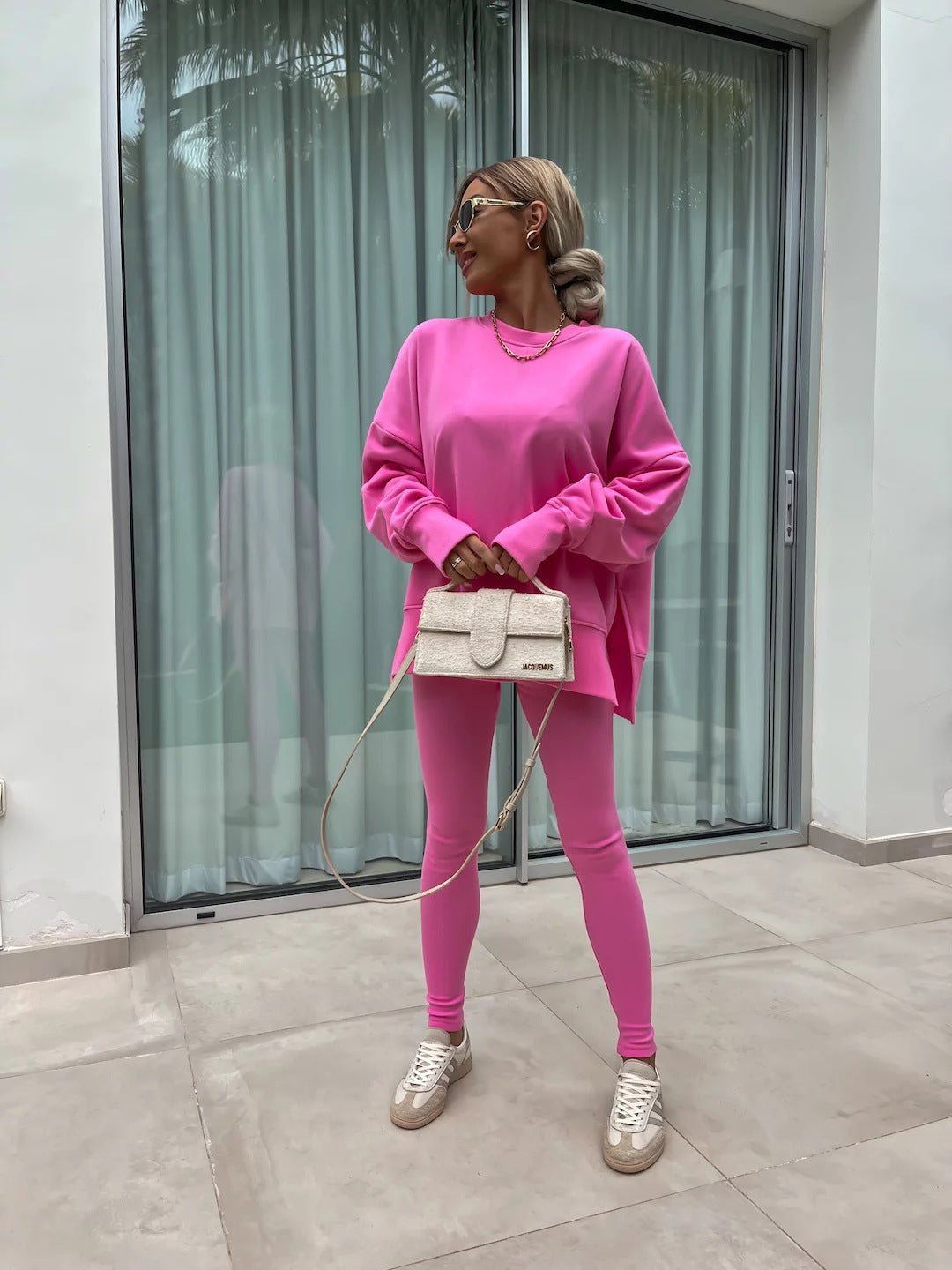 Malika Long Sleeve Crew Neck Loungewear set - www.Shopthatapp.com