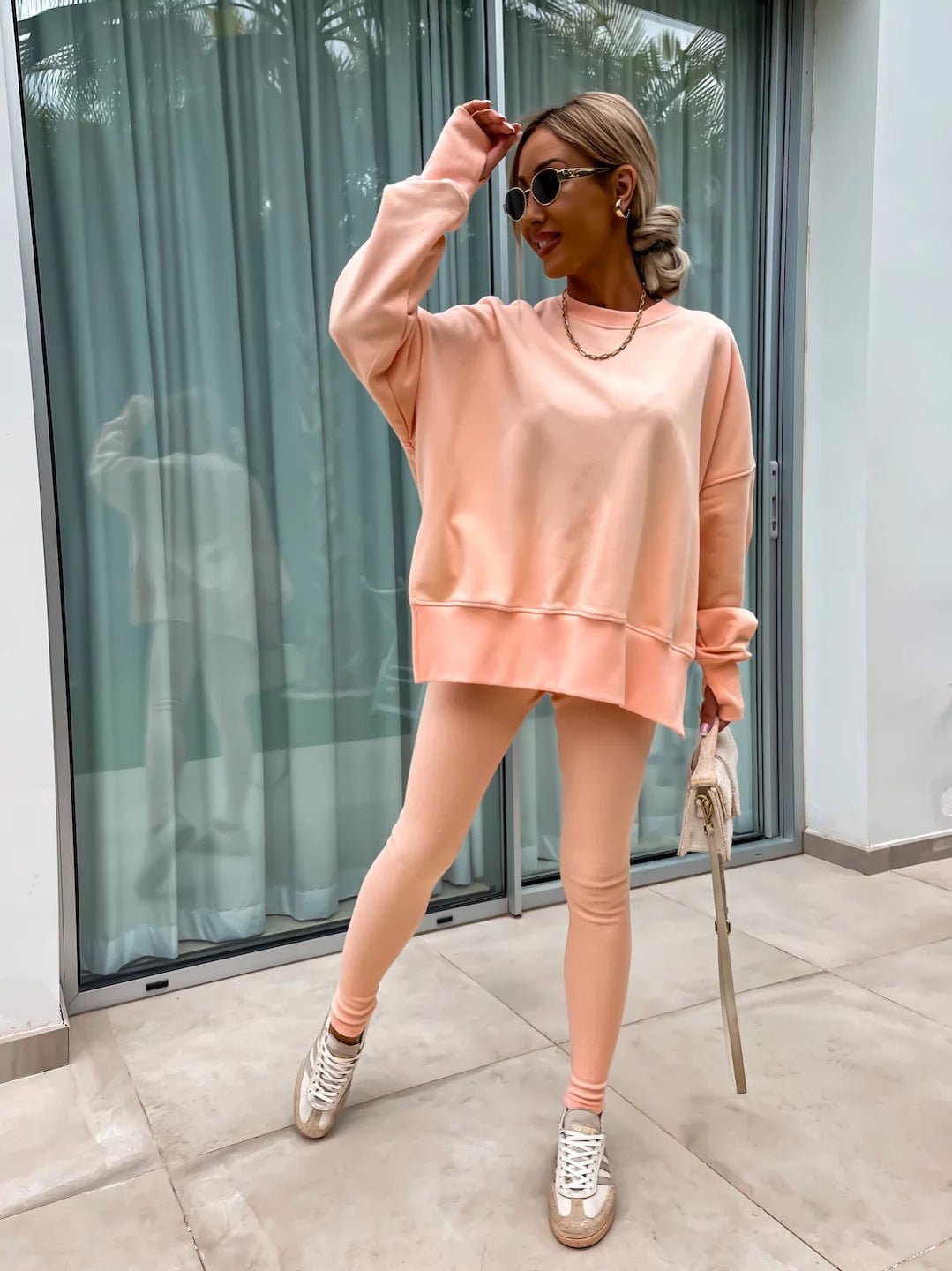 Malika Long Sleeve Crew Neck Loungewear set - www.Shopthatapp.com