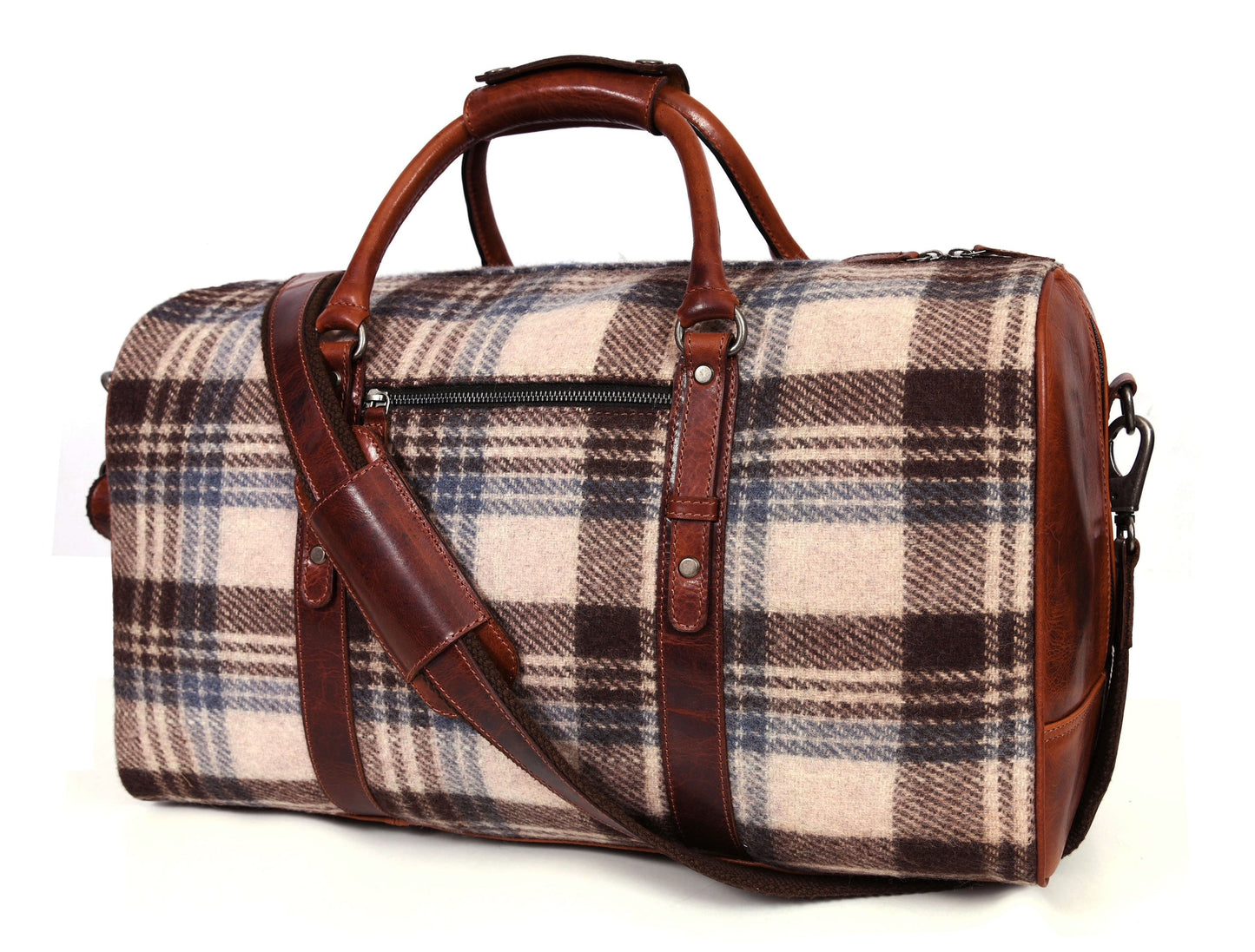 Manchester Leather & Tweed Duffle Bag - www.Shopthatapp.com